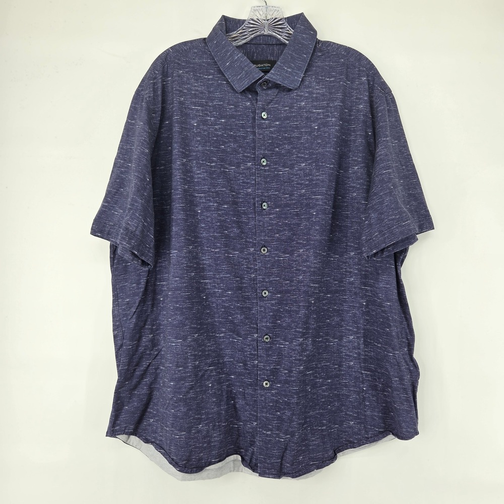 Bugatchi Shirt 3XL Midnight Blue OoohCotton Tech 8‎ Way Stretch Slub Casual Core